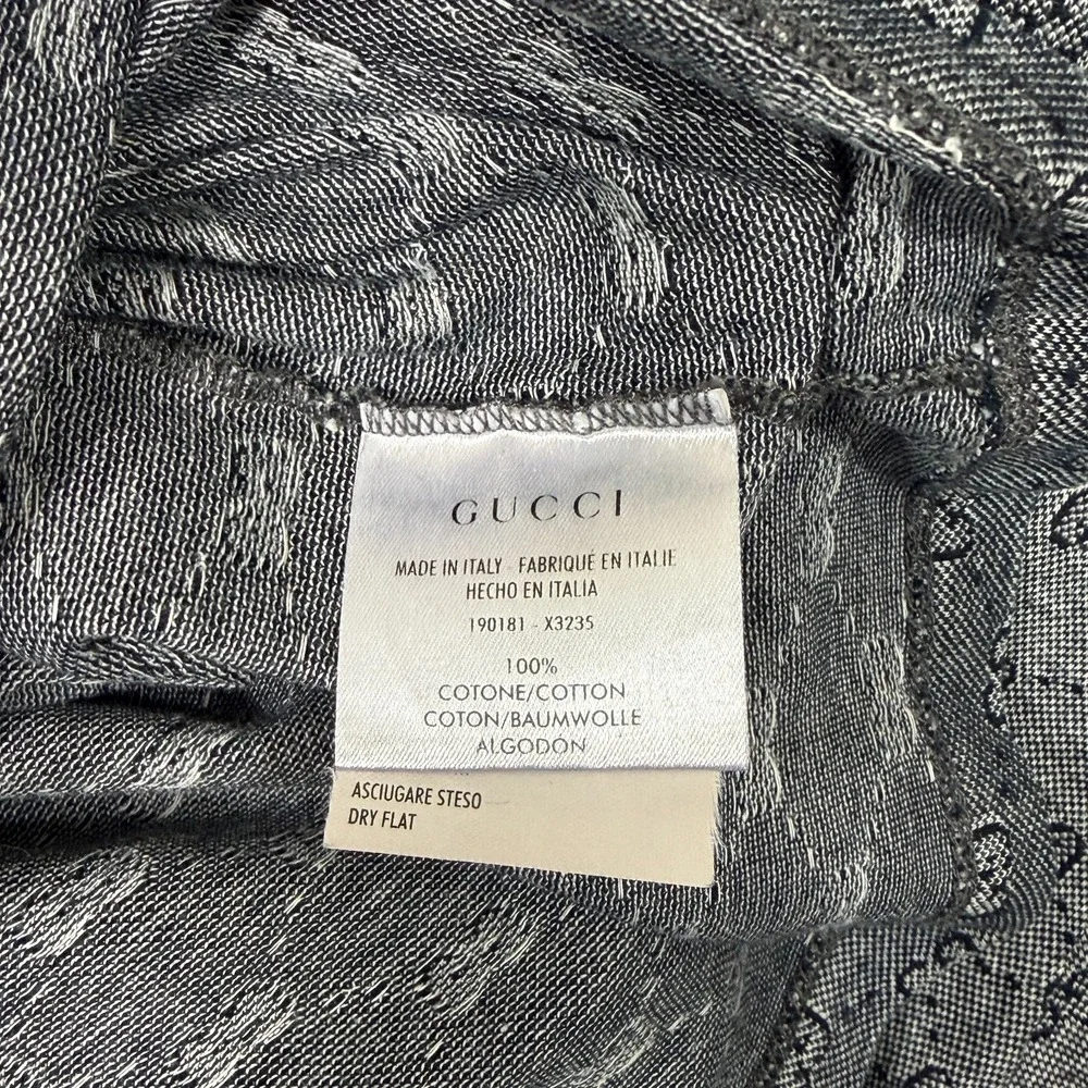 Gucci Polo Shirt Mens S Small Gray GG Monogram Designer Made in Italy